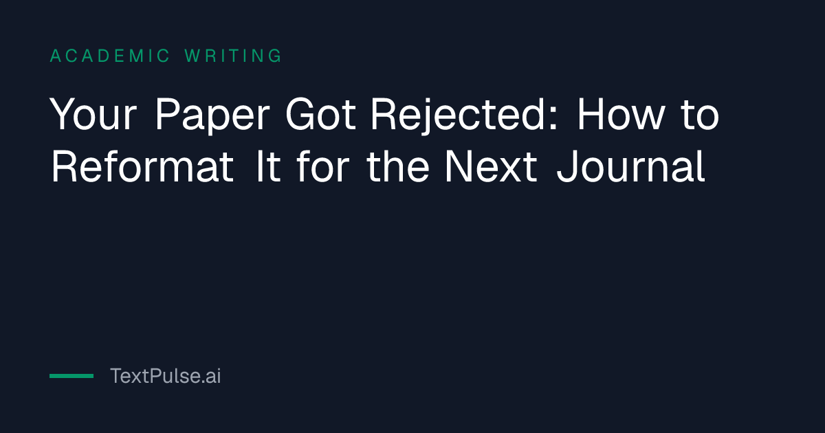 Reformatting steps for how to resubmit a rejected paper to another journal, from reference style to choosing the next target