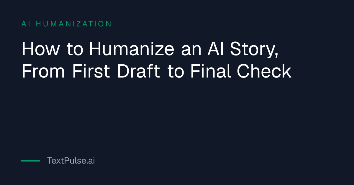 Blog card for a step-by-step workflow to humanize AI story drafts with frozen character names and tracked changes