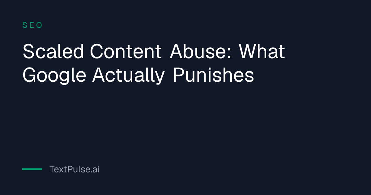 Table of the five scaled content abuse Google examples from its spam policy and what each one tests