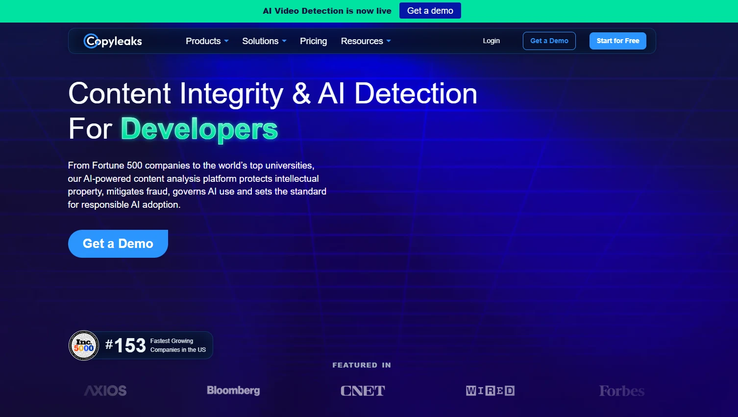 Copyleaks homepage: content integrity and AI detection platform for enterprises and universities