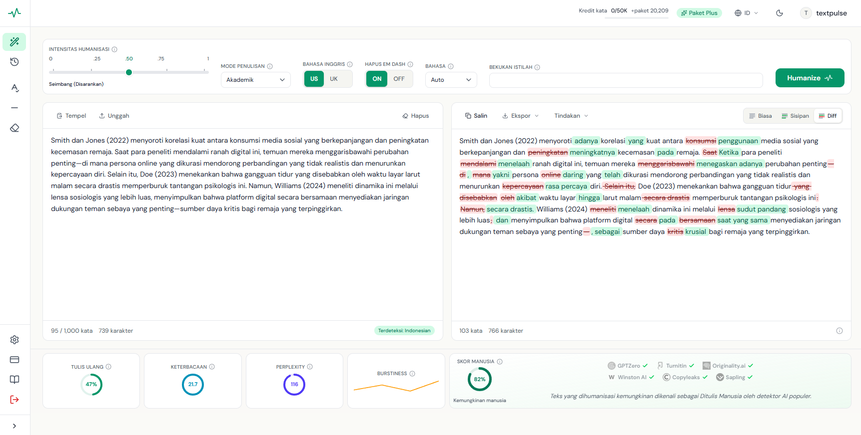AI humanizer untuk Bahasa Indonesia