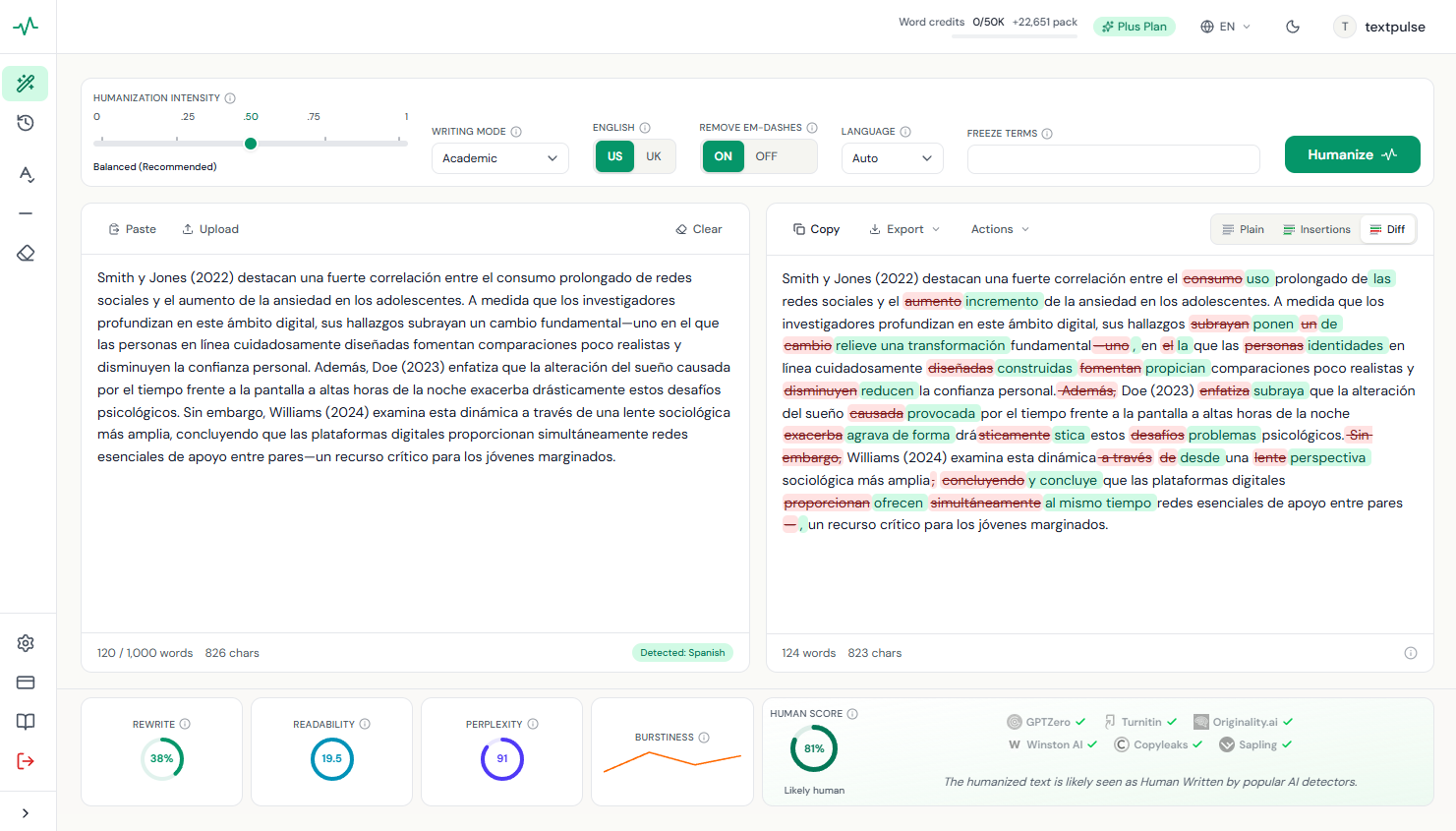 Humanizador de IA en español: por qué los detectores señalan texto académico escrito por IA
